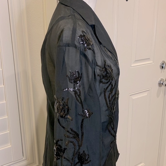 H&M Edition black sequined organza button down shirt in black Small - Picture 4 of 10